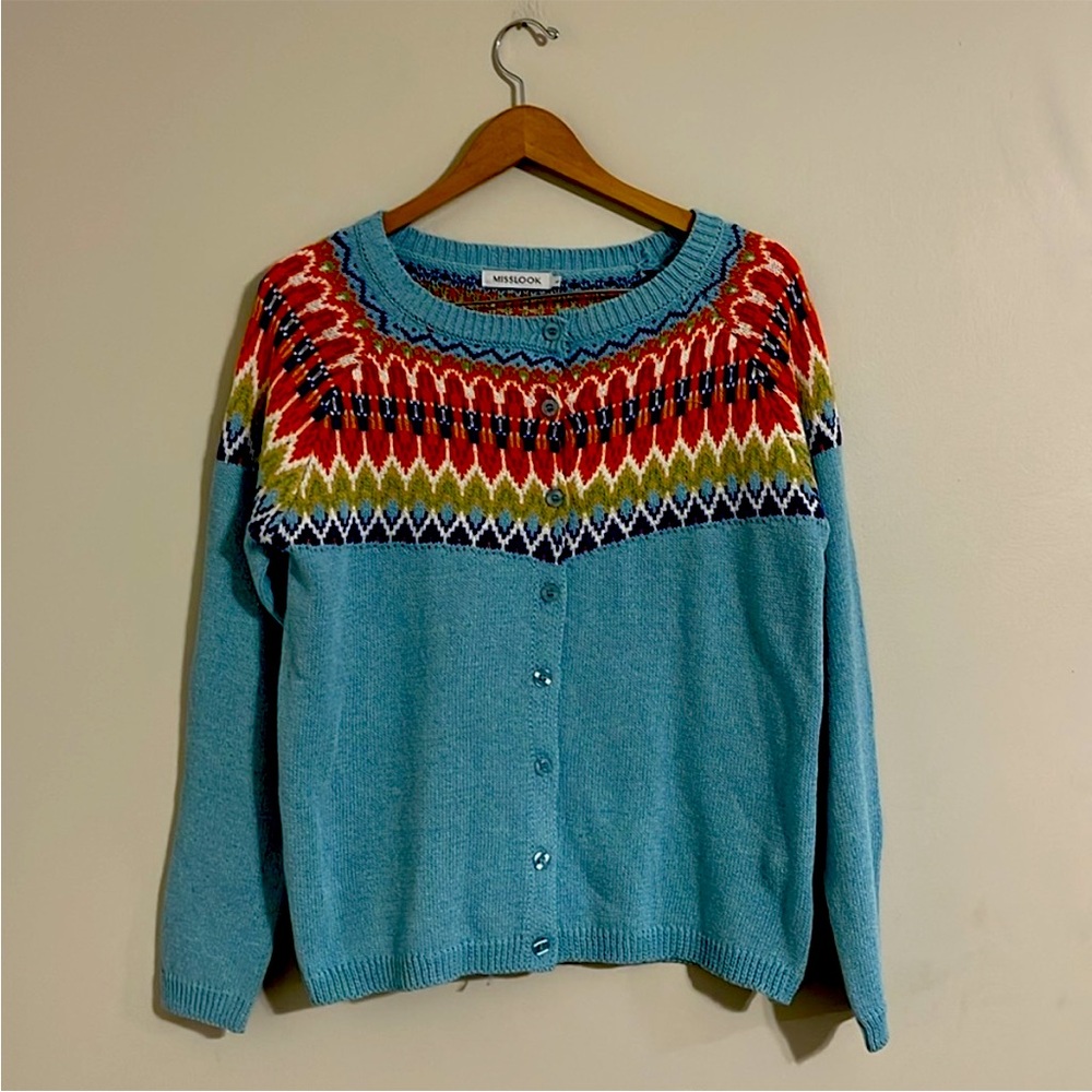 MISSLOOK Fairisle Nordic Cardigan Sweater